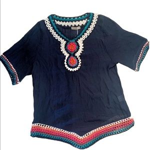 🛍 NWT Ana K Anandas Crochet Beach Cover Up Top